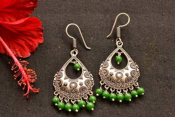 Designer Oxidised Silver jhumka Earrings 1