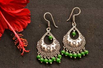 Designer Oxidised Silver jhumka Earrings 2