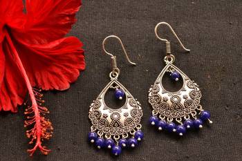 Designer Oxidised Silver jhumka Earrings 1