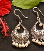 Designer Oxidised Silver jhumka Earrings