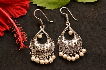 Designer Oxidised Silver jhumka Earrings 2