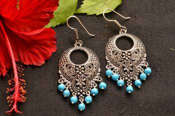Designer Oxidised Silver jhumka Earrings 4