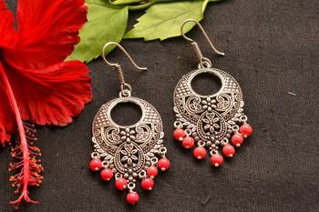 Designer Oxidised Silver jhumka Earrings 1