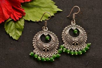 Designer Oxidised Silver jhumka Earrings 1
