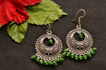 Designer Oxidised Silver jhumka Earrings 2