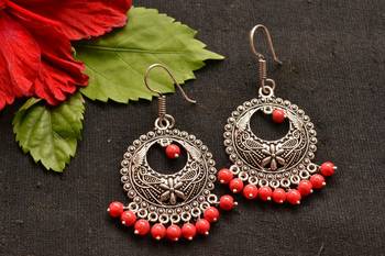 Designer Oxidised Silver jhumka Earrings 1