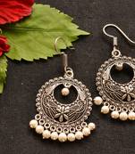 Designer Oxidised Silver jhumka Earrings