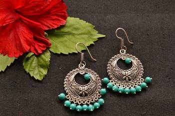 Designer Oxidised Silver jhumka Earrings 1