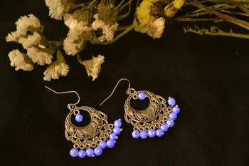 Designer Oxidised Silver jhumka Earrings 2