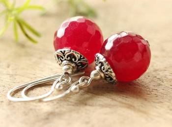 Designer Single Stonre Semi-Precious Agtes bead Earrings 1