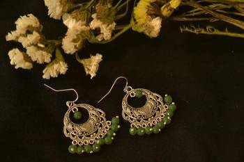 Designer Oxidised Silver jhumka Earrings 1