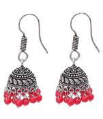 Designer Oxidised Silver jhumka Earrings