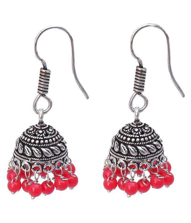 Designer Oxidised Silver jhumka Earrings