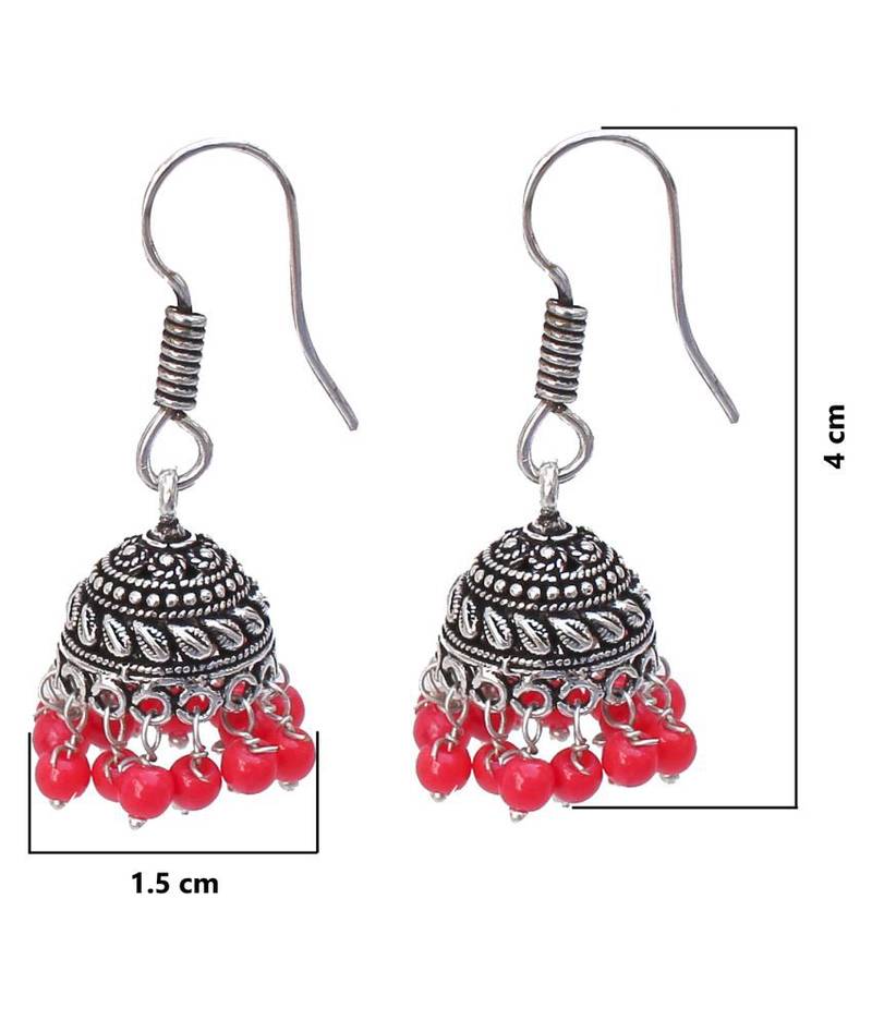 Designer Oxidised Silver jhumka Earrings
