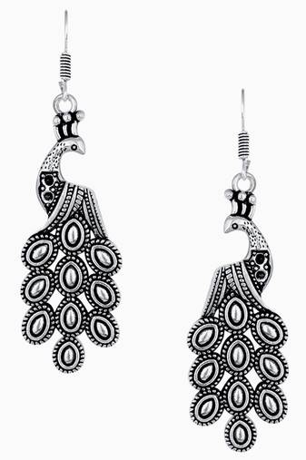 Designer Oxidised Silver jhumka Earrings