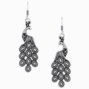 Designer Oxidised Silver jhumka Earrings 1