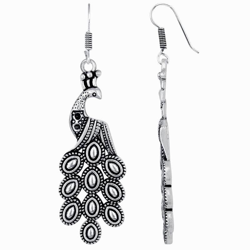 Designer Oxidised Silver jhumka Earrings
