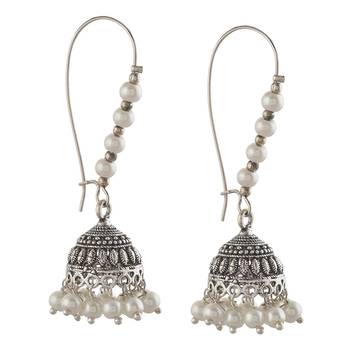 Designer Oxidised Silver jhumka Earrings 2
