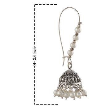 Designer Oxidised Silver jhumka Earrings 4
