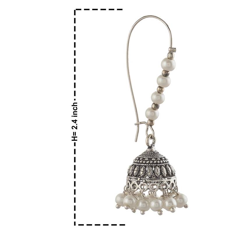 Designer Oxidised Silver jhumka Earrings