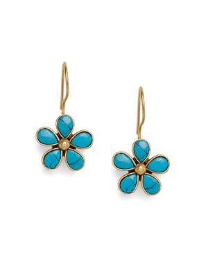 Kundan Stone Semi Precious Gold Plated Floral Dangler Earrings 1