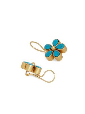 Kundan Stone Semi Precious Gold Plated Floral Dangler Earrings 3