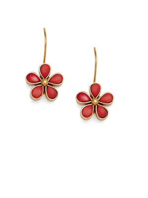 Kundan Stone Semi Precious Gold Plated Floral Dangler Earrings 1