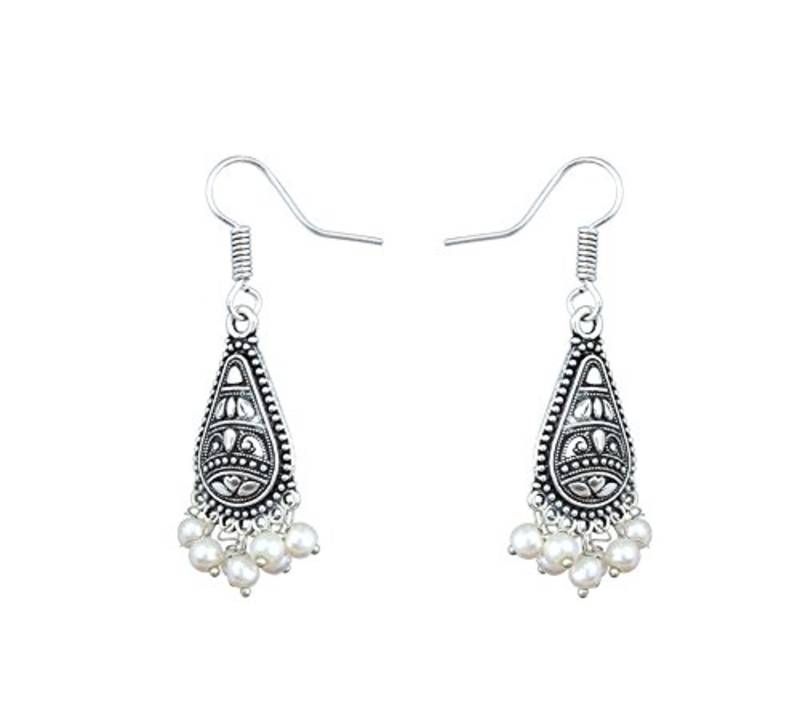 Designer Oxidised Silver jhumka Earrings