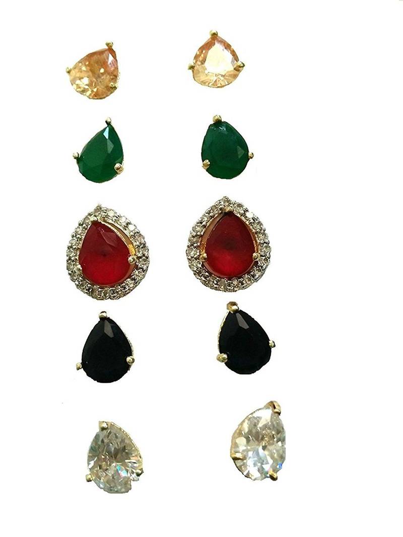 Designer inter-changeable 5 In 1 Colourful Studs to match daily outfits
