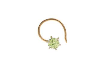 Designer Greenish green Coloured Diamond Classic Nose Pin or Nose Ring 2
