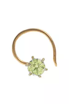 Designer Greenish green Coloured Diamond Classic Nose Pin or Nose Ring