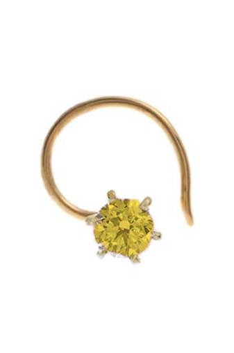 Designer Greenish Yellow Coloured Diamond Classic Nose Pin or Nose Ring