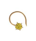 Designer Greenish Yellow Coloured Diamond Classic Nose Pin or Nose Ring