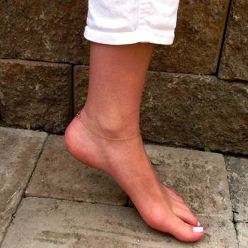 Designer simple Golden Chain adjustable anklet for one leg 1