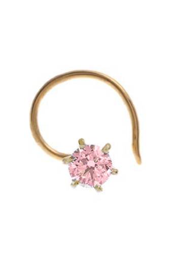Designer Light Pink Coloured Diamond Classic Nose Pin or Nose Ring