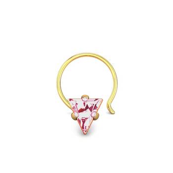 Designer Pink Coloured Diamond Classic Nose Pin or Nose Ring 2