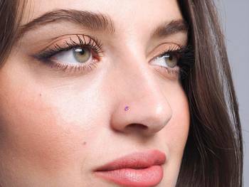 Designer Purple Coloured Diamond Classic Nose Pin or Nose Ring 2