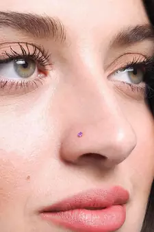 Designer Purple Coloured Diamond Classic Nose Pin or Nose Ring