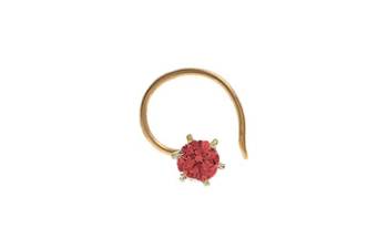 Designer Red Coloured Diamond Classic Nose Pin or Nose Ring 1