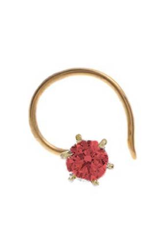Designer Red Coloured Diamond Classic Nose Pin or Nose Ring