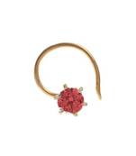 Designer Red Coloured Diamond Classic Nose Pin or Nose Ring