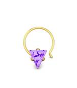 Designer Violet Coloured Diamond Classic Nose Pin or Nose Ring