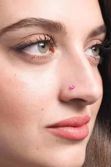 Designer Violet Coloured Diamond Classic Nose Pin or Nose Ring
