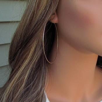 Designer Golden Bold look 2.3 inch diametre Hoop Earrings 1