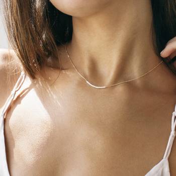 Designer fine quality smallest small fancy golden pearl necklace with 1 inch adjustment chain 1