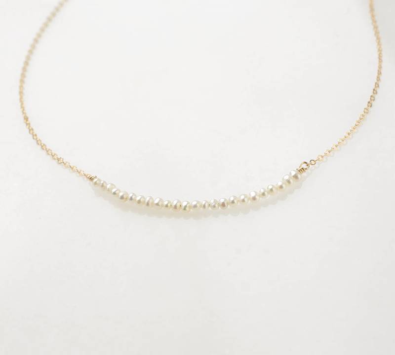 Designer fine quality smallest small fancy golden pearl necklace with 1 inch adjustment chain