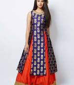 Navy Blue Designer Jequard Silk Partywear Lehenga Choli For Girls Wear