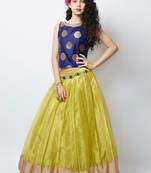 Lemon green jequard silk with silk inner  Bright Net wedding Wear  lehenga choli forkids wear