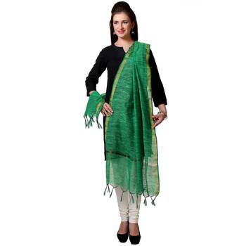Green Chanderi woven Chanderi stole and dupattas 2