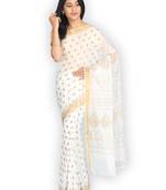 White plain cotton saree